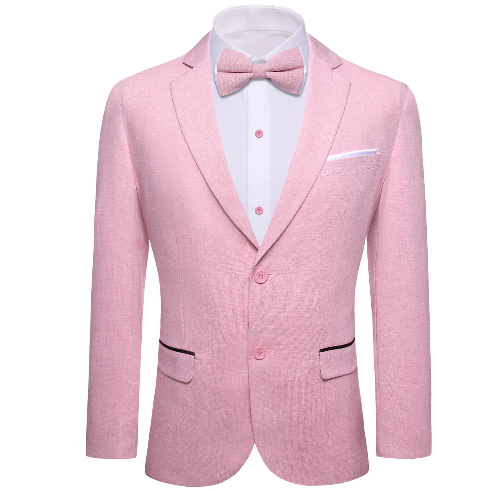 Ties2you Mens Suit Rose Pink Solid Button Down Notched Collar Dress Suit Top