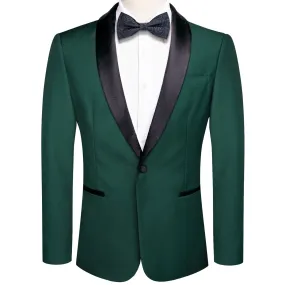 Ties2you Men's Suit Sapphire Pine Green Solid Shawl Collar Silk Suit