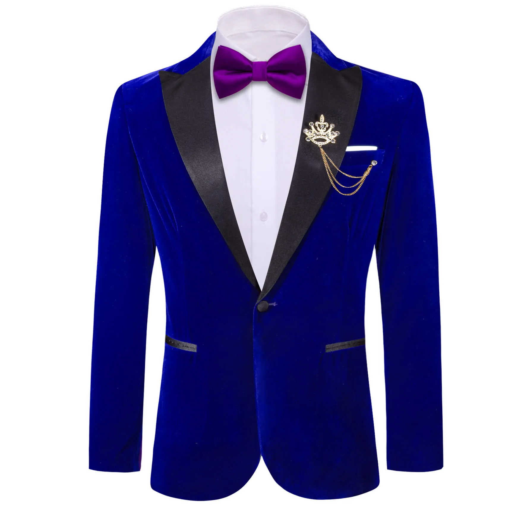 Ties2you Peak Collar Suit Navy Blue Solid Silk Men's Slim Suit