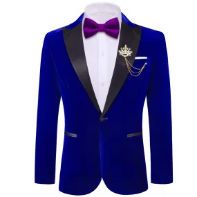 Ties2you Peak Collar Suit Navy Blue Solid Silk Men's Slim Suit