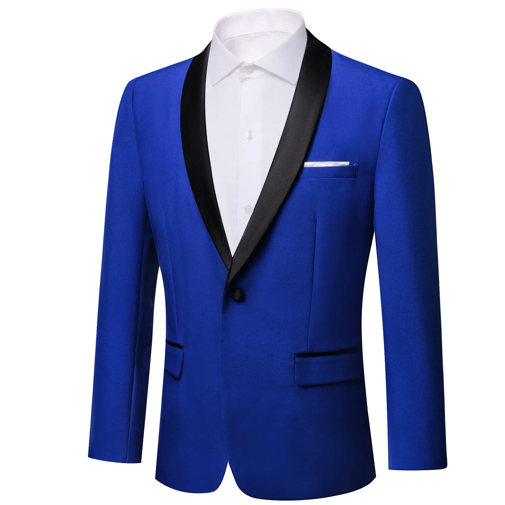 Ties2you Prom Suit Shawl Collar Egyptian Blue Solid One Button Up Silk Mens Slim Fit Suit