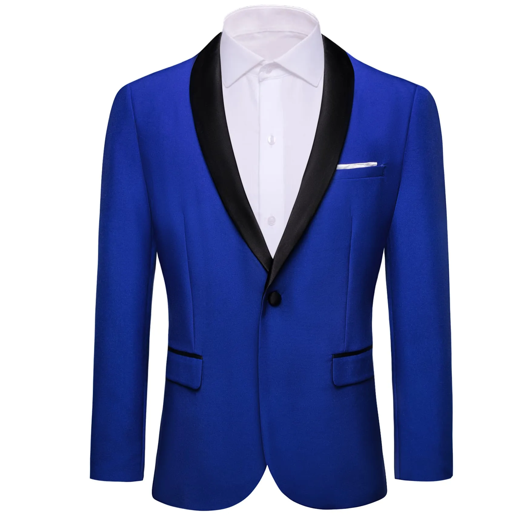 Ties2you Prom Suit Shawl Collar Egyptian Blue Solid One Button Up Silk Mens Slim Fit Suit