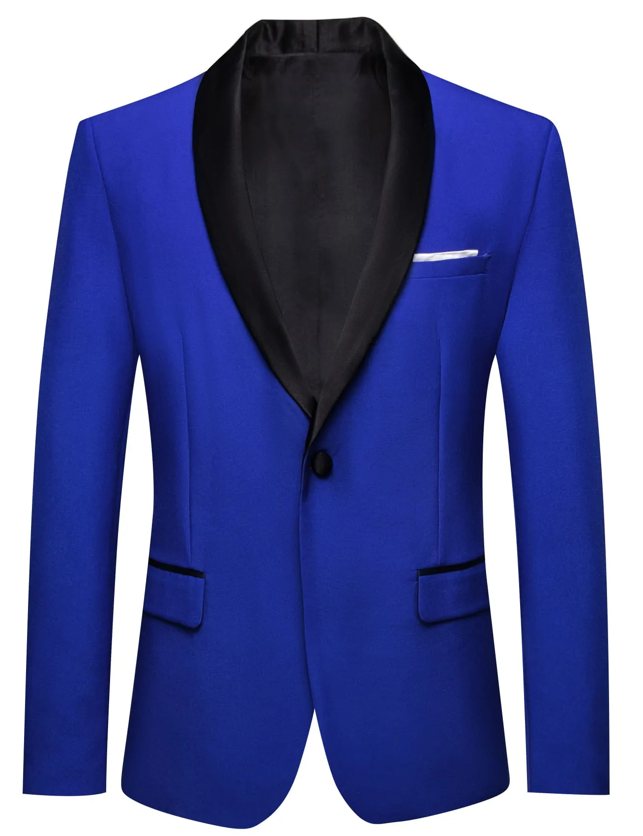 Ties2you Prom Suit Shawl Collar Egyptian Blue Solid One Button Up Silk Mens Slim Fit Suit