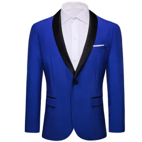 Ties2you Prom Suit Shawl Collar Egyptian Blue Solid One Button Up Silk Mens Slim Fit Suit