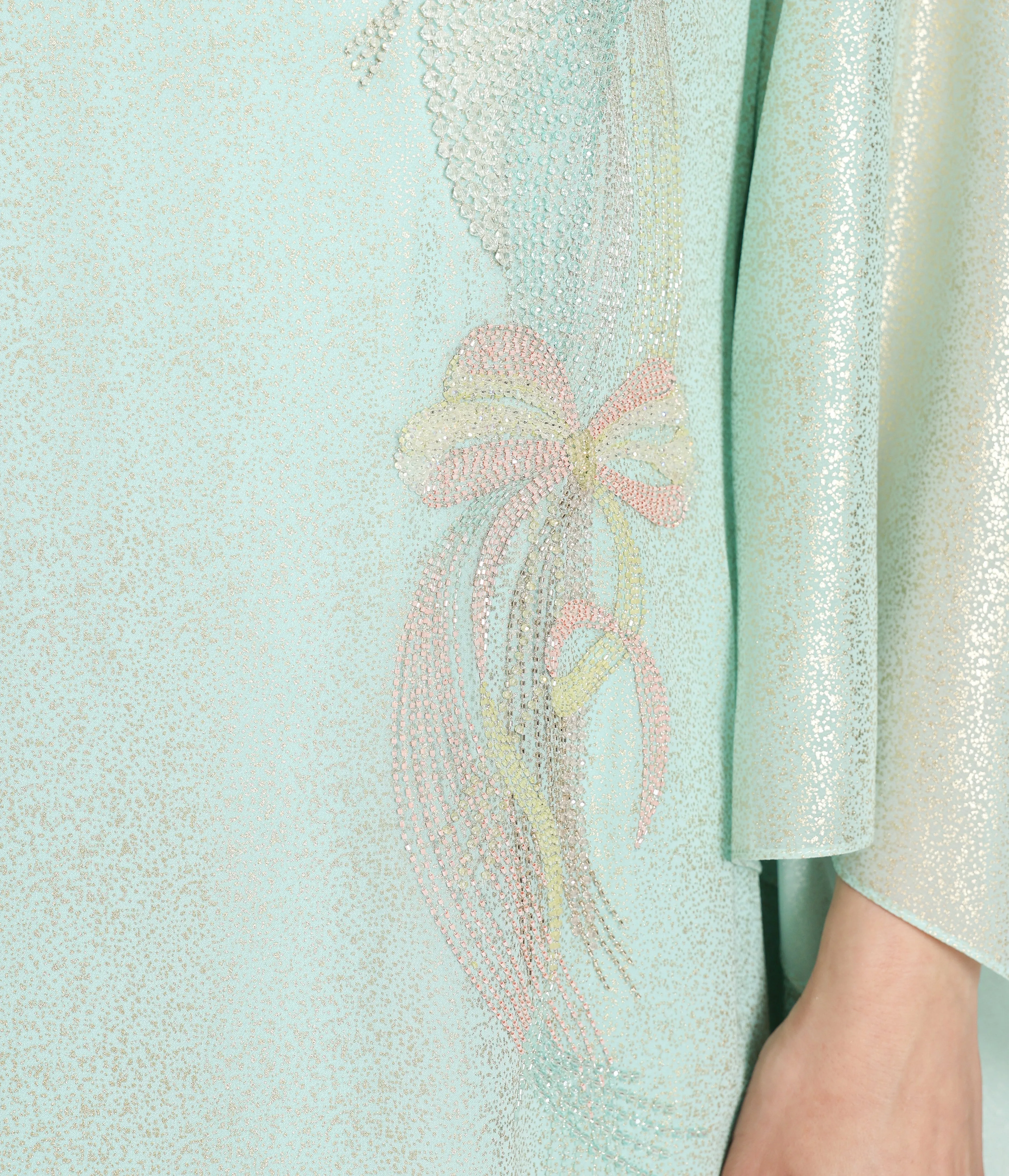 Tiffany Metallic Dress With Handcrafted Cape Drapes