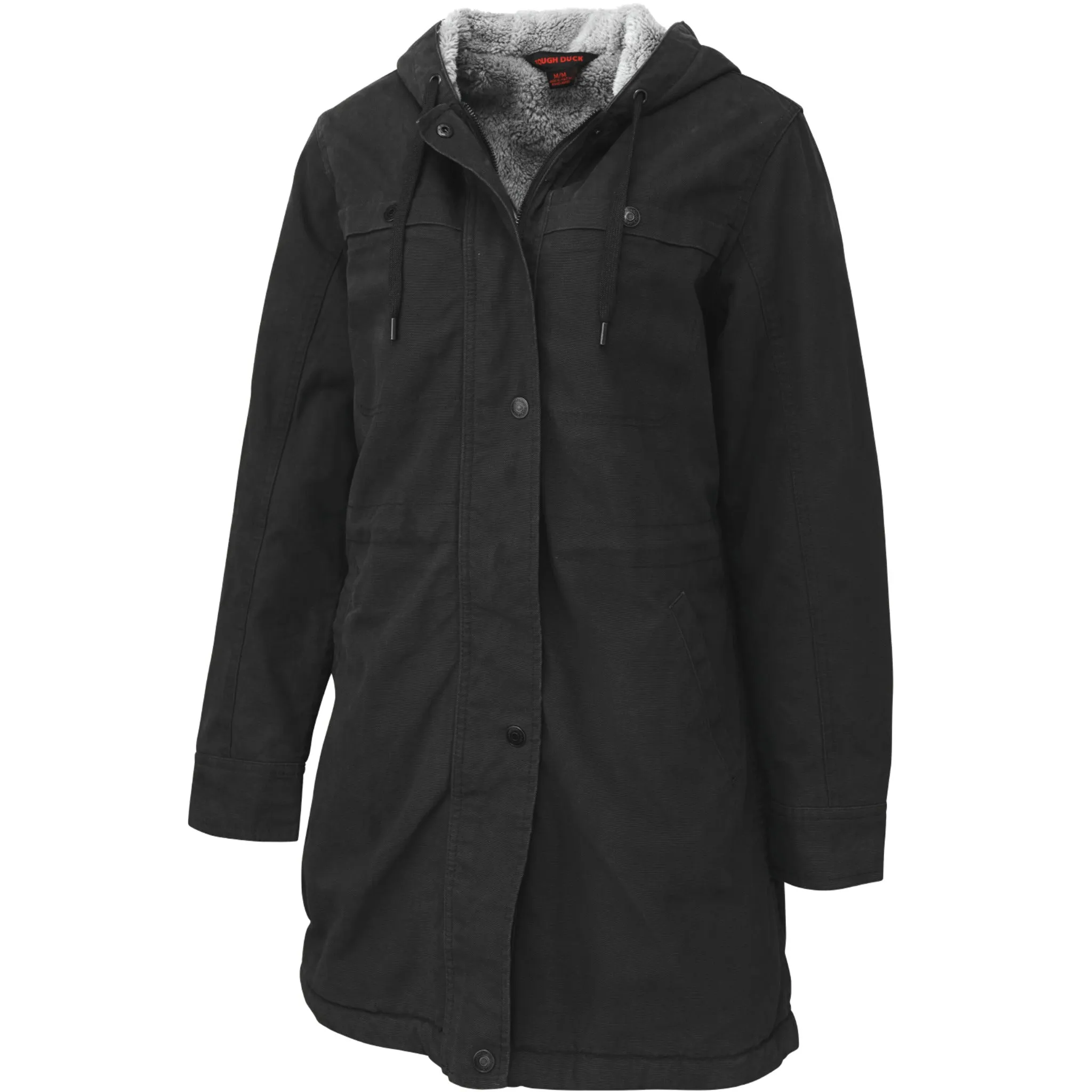 Tough Duck Woman's Winter Work Jacket WJ20 Sanded Duck Sherpa Lined Insulated Attached Hood with Drawstring Sizes XS-2XL