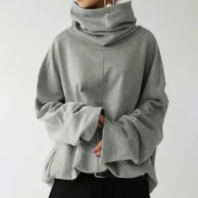 Trendy Black Turtleneck Sweatshirt for Women