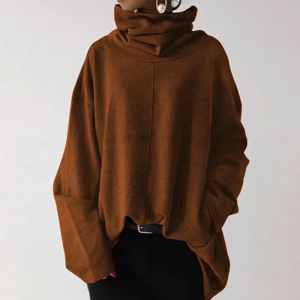 Trendy Black Turtleneck Sweatshirt for Women