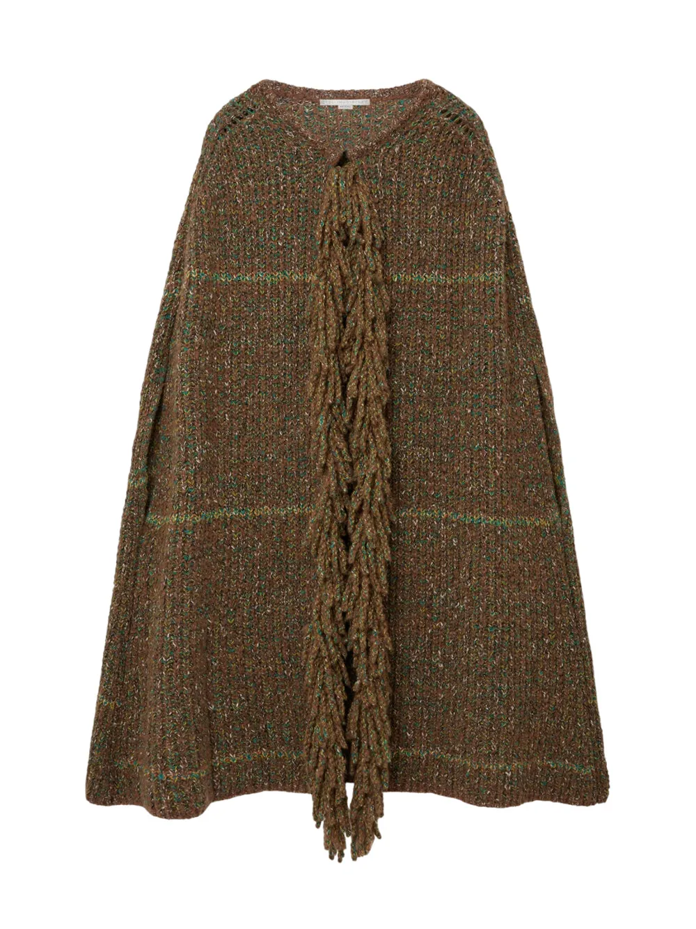 Tweed Knit Cape Coat (Brown)