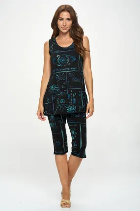 Two-Piece Sleeveless Top & Capri Pant Set-9002BN-TRP1-W401