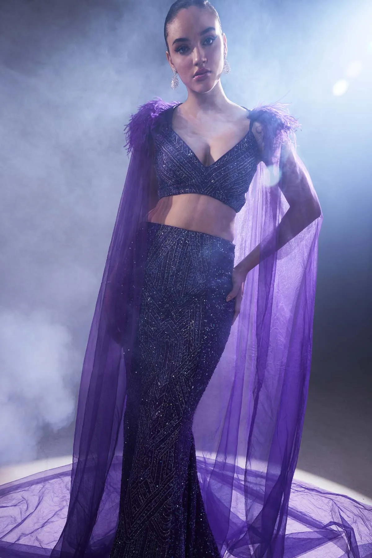 Ultraviolet Sequins Lehenga Set