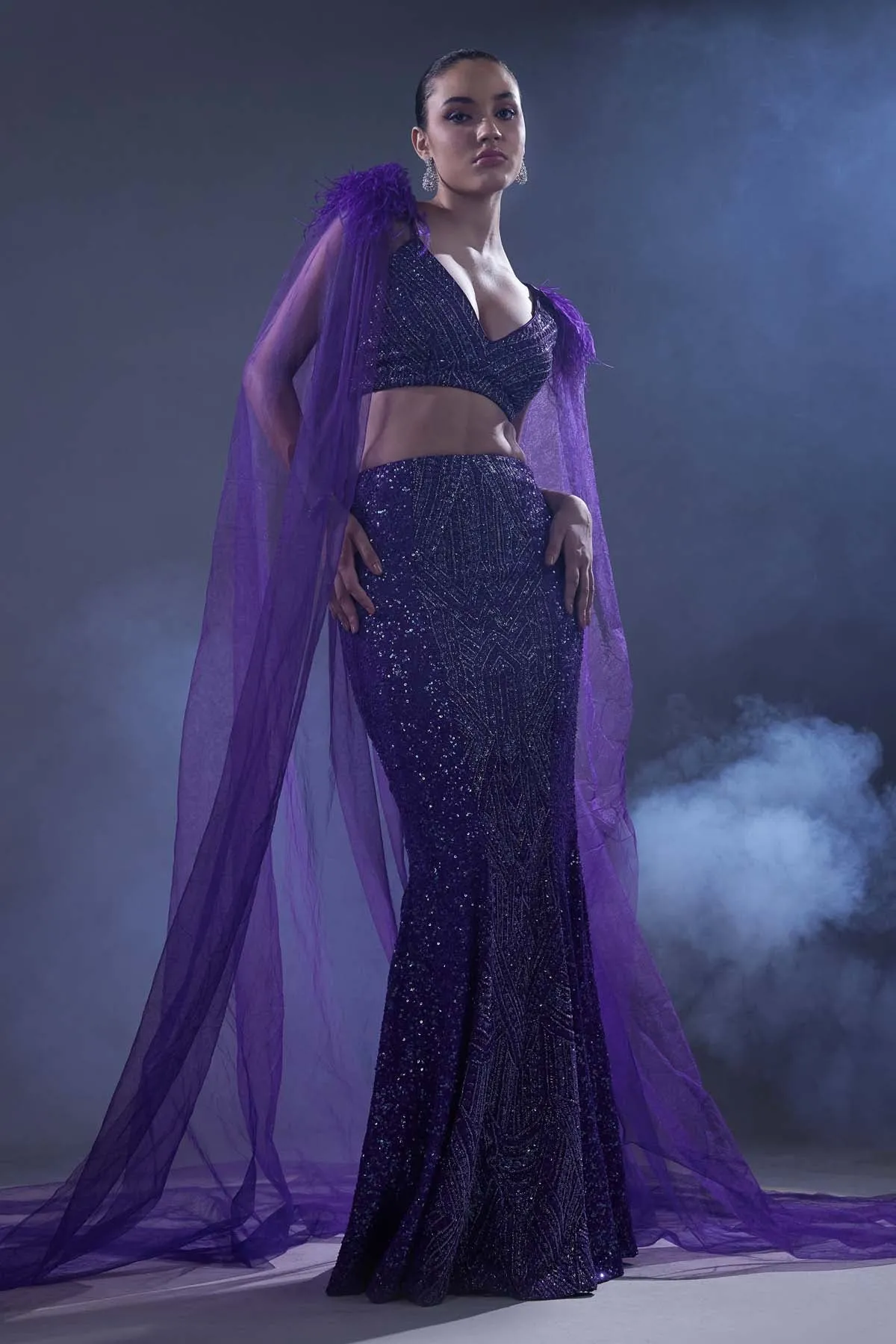 Ultraviolet Sequins Lehenga Set