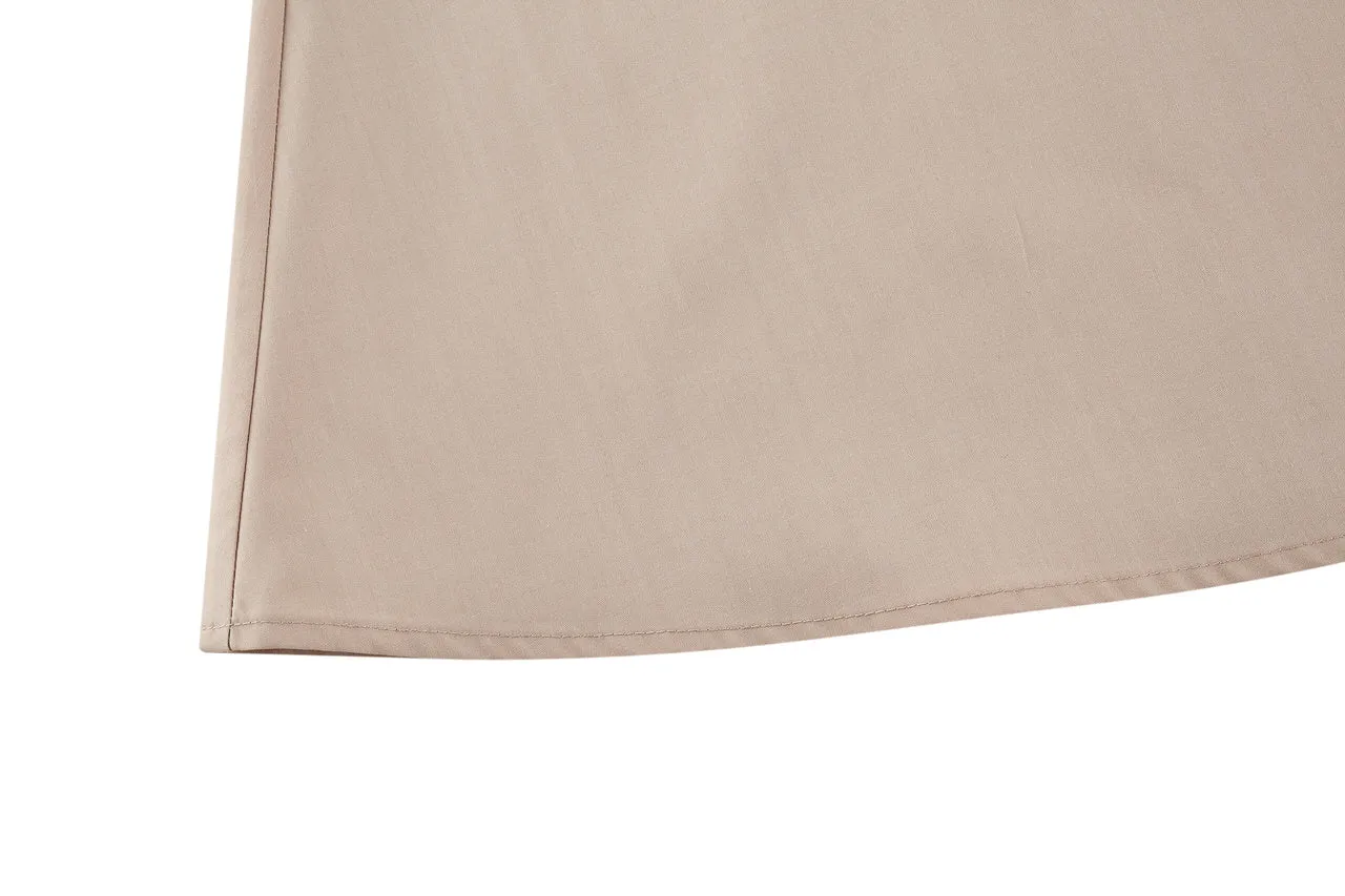 V-Neck Puff Sleeves Fit & Flare Dress with Fabric Belt