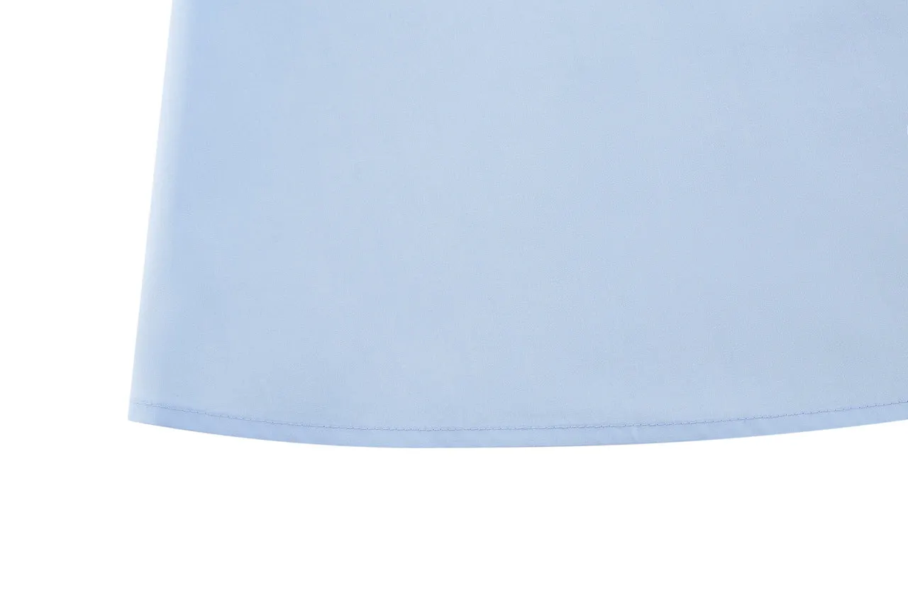 V-Neck Puff Sleeves Fit & Flare Dress with Fabric Belt