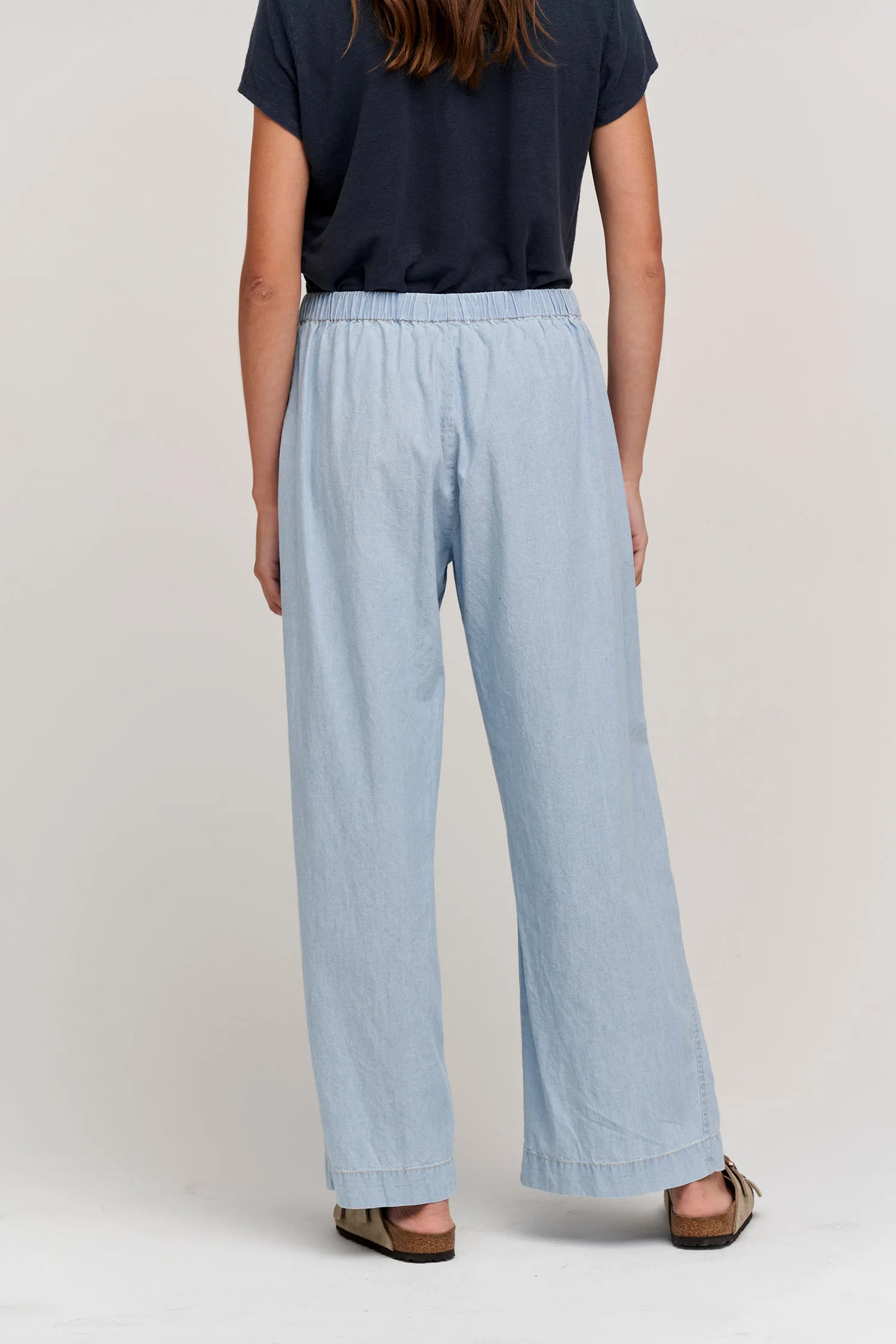 Velvet Brooklyn Chambray Wide Leg Pant- Chambray Blue