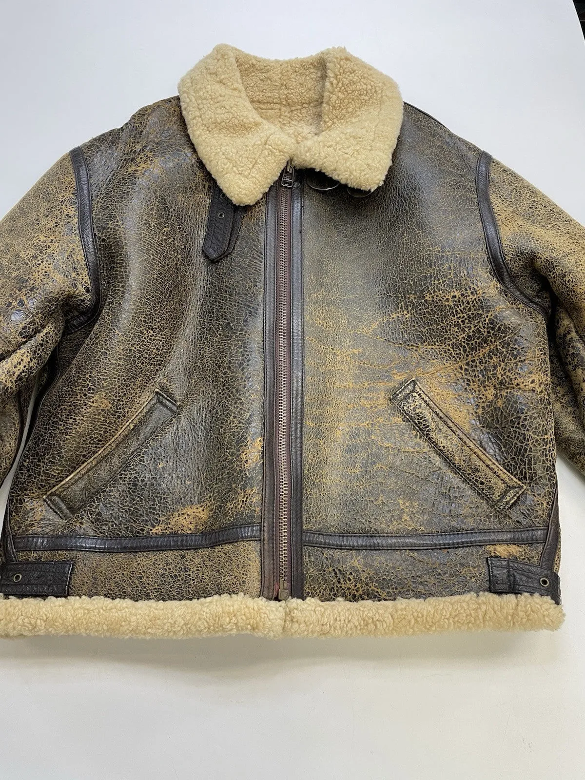 Vintage Australian Sheepskin Leather Coat Jacket Size Large Sherpa Shearling