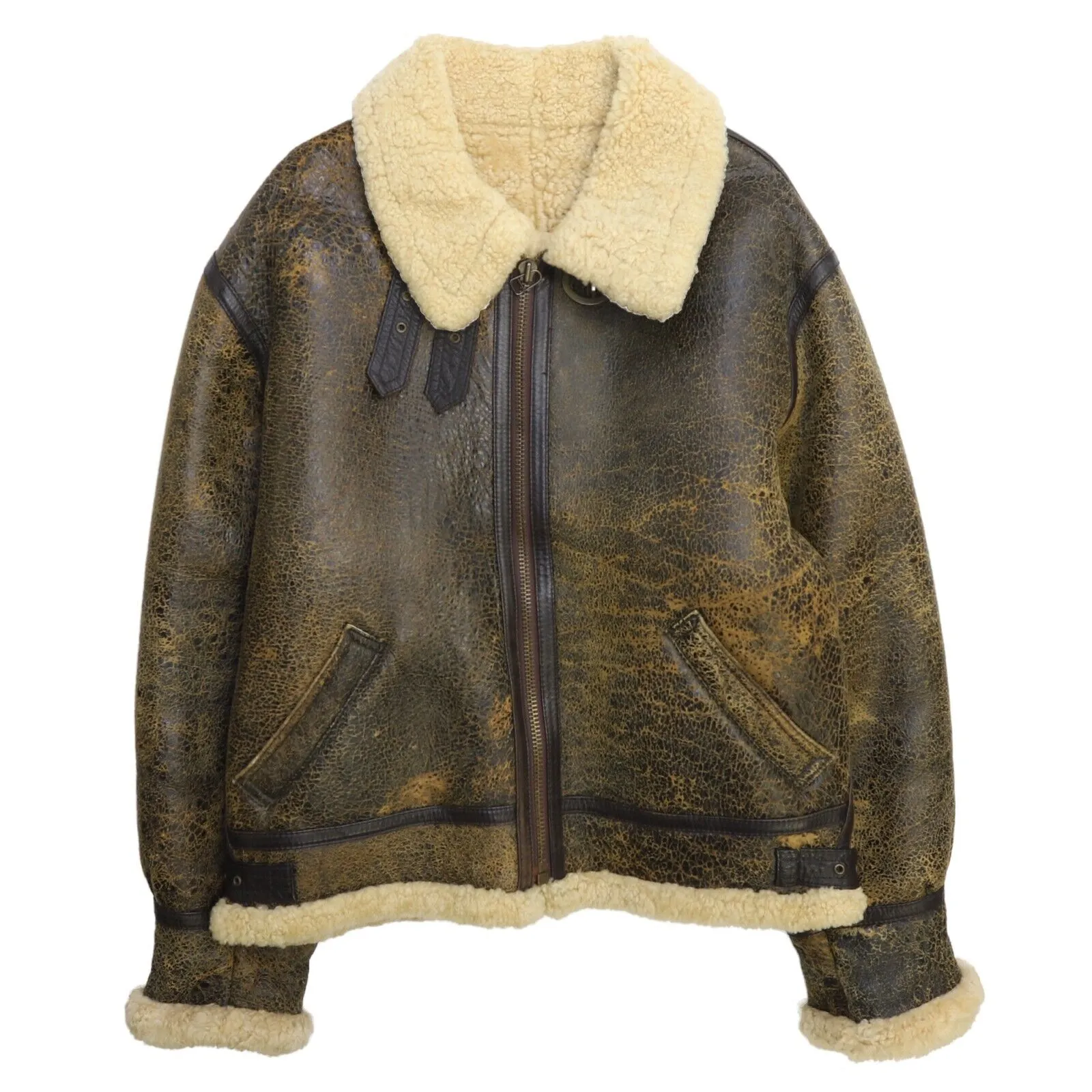 Vintage Australian Sheepskin Leather Coat Jacket Size Large Sherpa Shearling