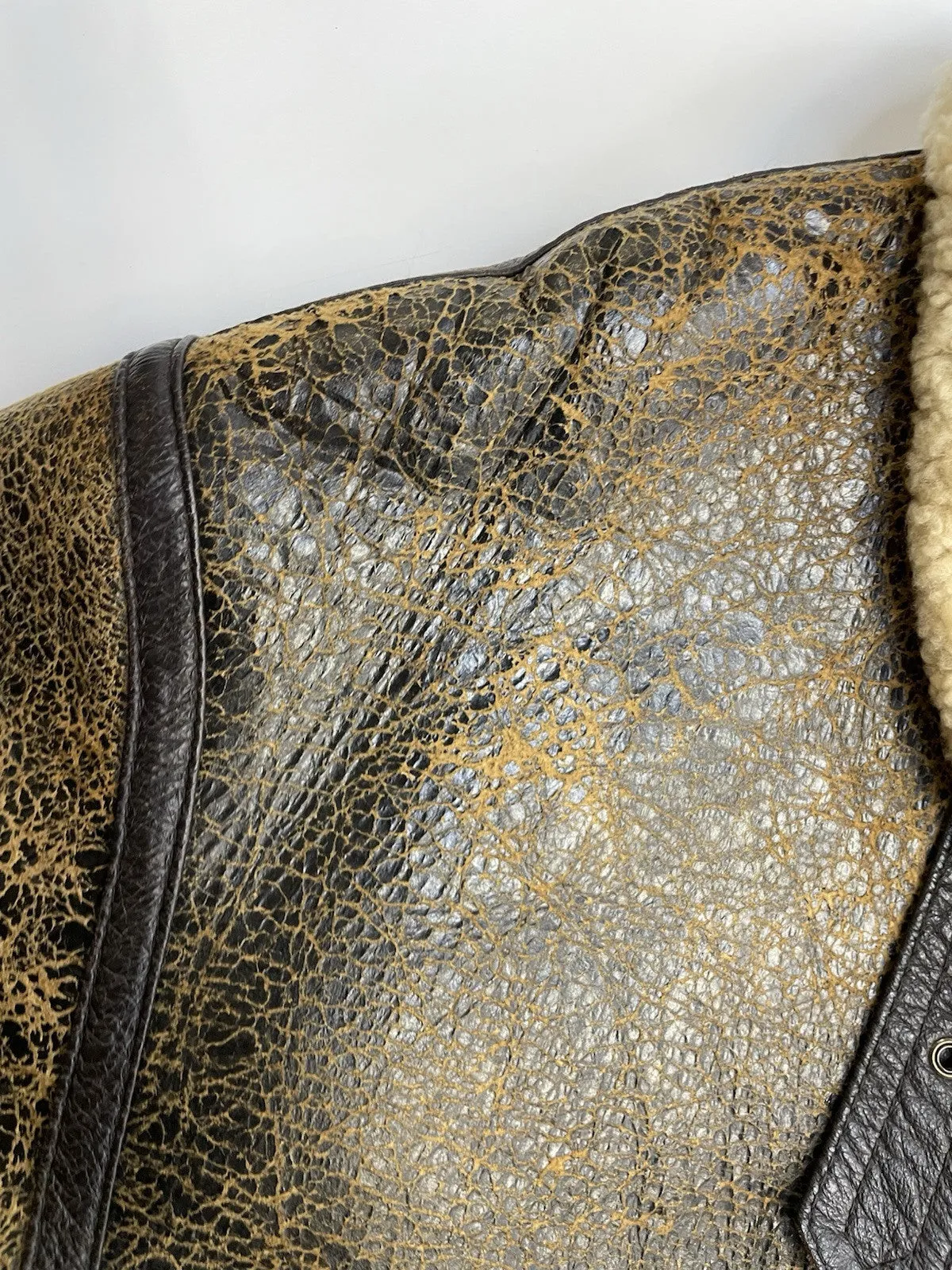 Vintage Australian Sheepskin Leather Coat Jacket Size Large Sherpa Shearling