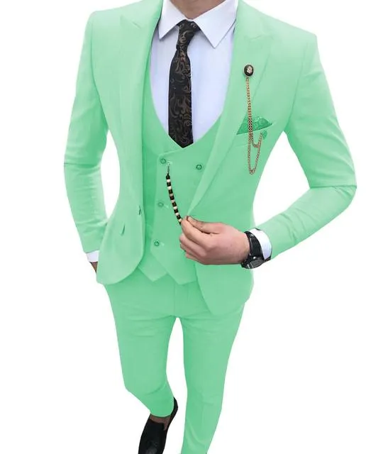Voguable Men Suit Slim Fit 3 Piece Grey Casual Prom Tuxedos Groom Peaked Lapel Business for Wedding Suits Men (Blazer Vest Pant)