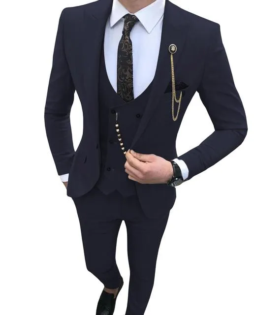 Voguable Men Suit Slim Fit 3 Piece Grey Casual Prom Tuxedos Groom Peaked Lapel Business for Wedding Suits Men (Blazer Vest Pant)