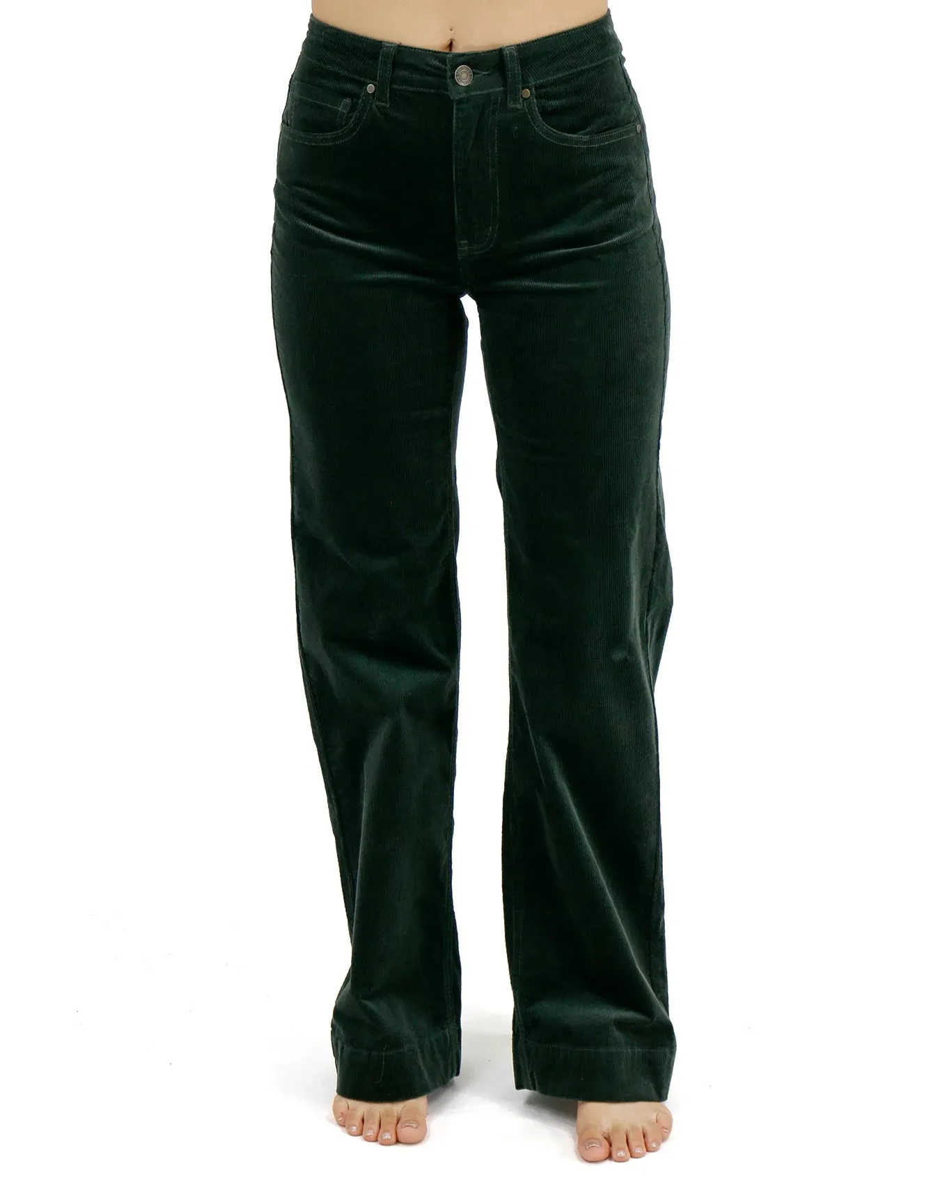 Wide Leg Deep Green Corduroy Pants