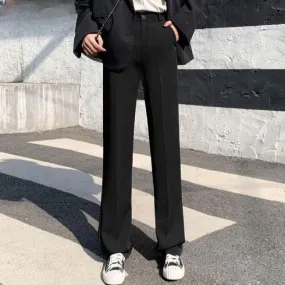 Wide Legs Straight Black Casual High Waist Pants