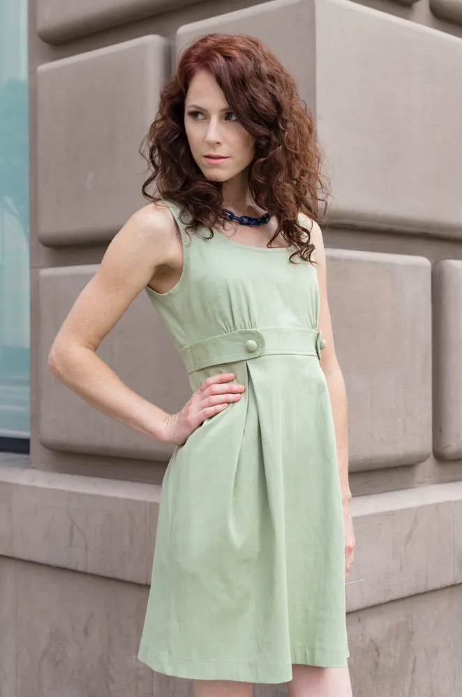Women's Casual Tank Dress with Front Buttons and Side Pockets