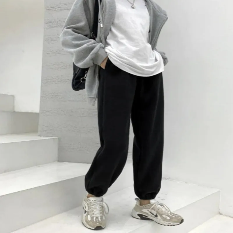 Women's Warm Fleece Casual Wide High Waist Pants