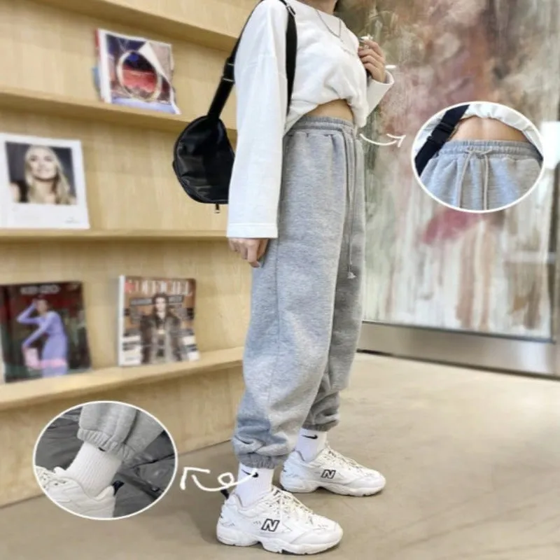 Women's Warm Fleece Casual Wide High Waist Pants