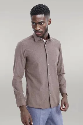 WSS Patterned Wool Dark Brown Shirt  - Singen