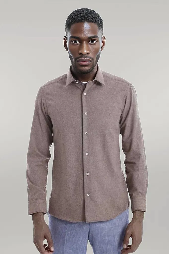 WSS Patterned Wool Dark Brown Shirt  - Singen