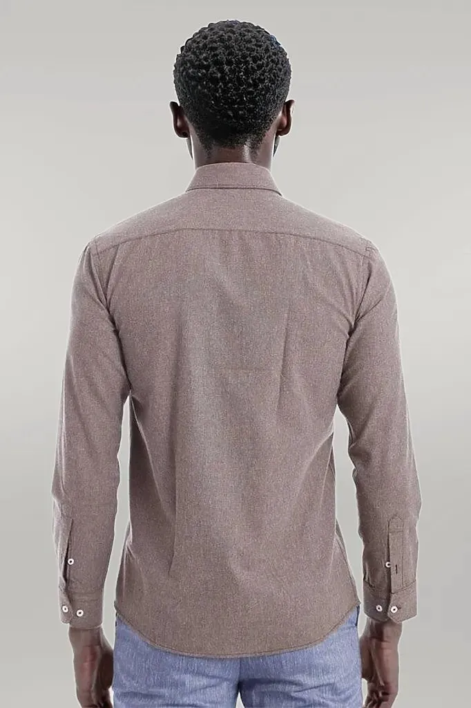 WSS Patterned Wool Dark Brown Shirt  - Singen