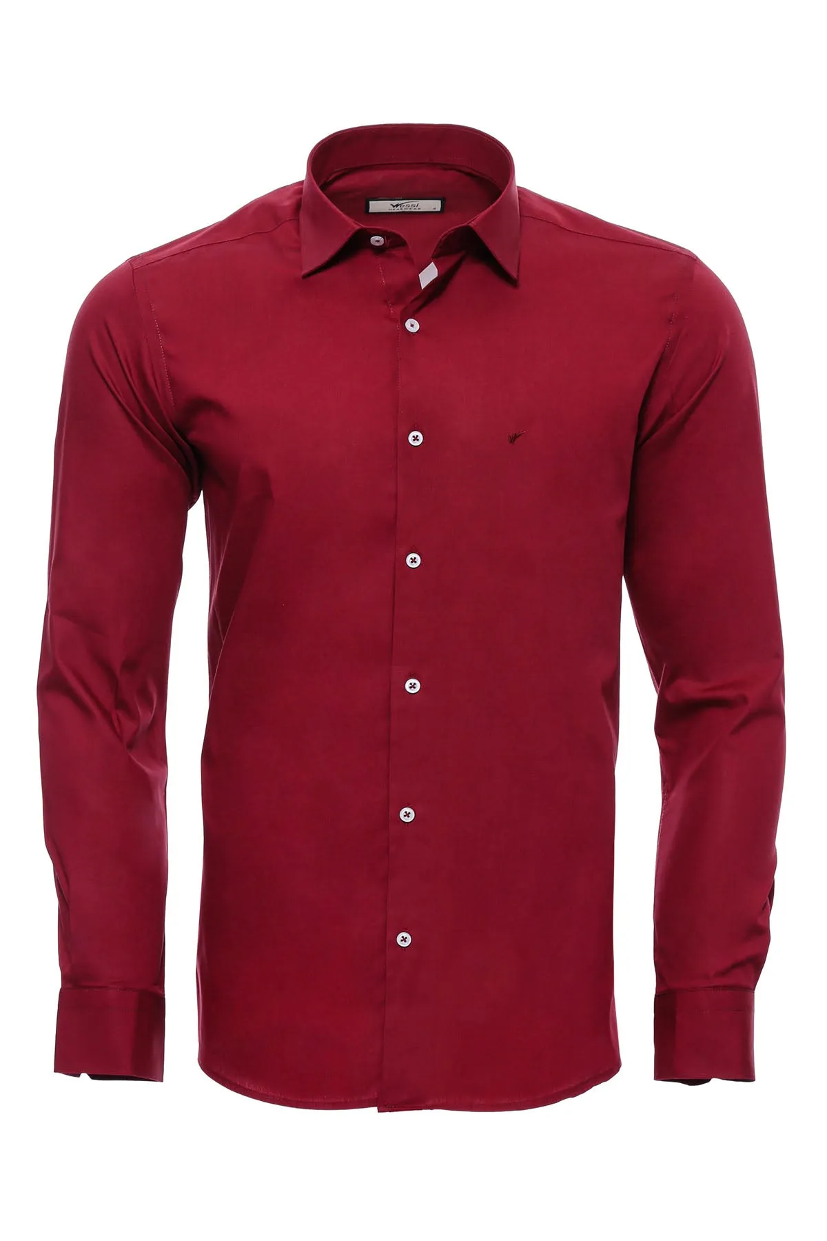 WSS Plain Slim Fit Claret Red Men Shirt  - Singen