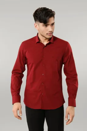 WSS Plain Slim Fit Claret Red Men Shirt  - Singen