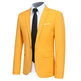 Yellow Stylish One-Button Casual Blazer